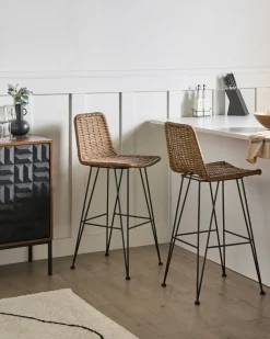 Set di 2 sedie alte CASSITA Rattan Marrone
