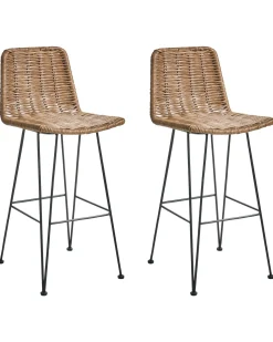 Set di 2 sedie alte CASSITA Rattan Marrone