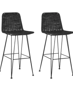 Set di 2 sedie alte CASSITA Rattan Nero