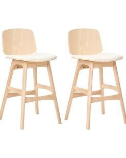 Set di 2 sedie alte CHARLESTON Legno Marrone chiaro/Beige chiaro