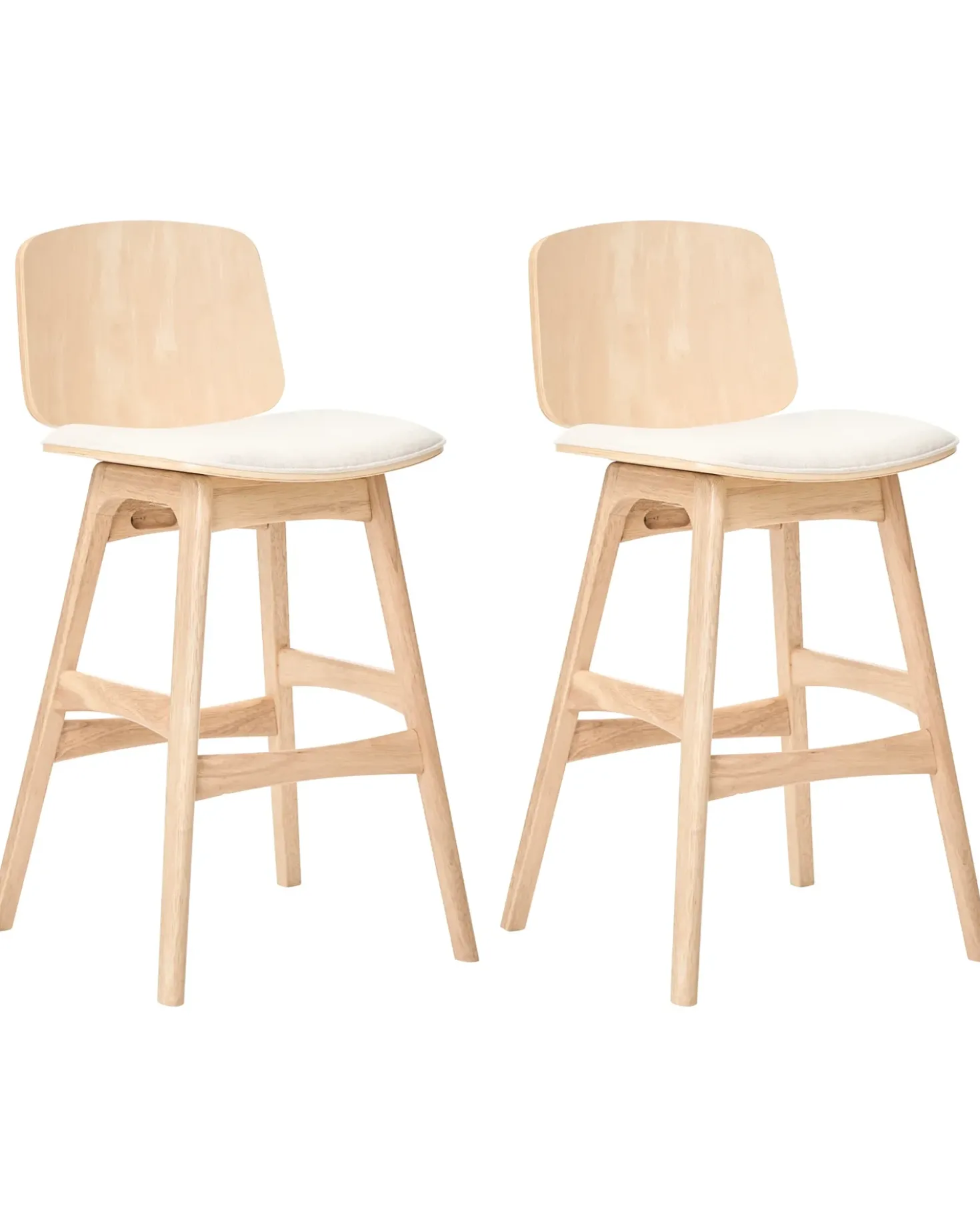 Set di 2 sedie alte CHARLESTON Legno Marrone chiaro/Beige chiaro