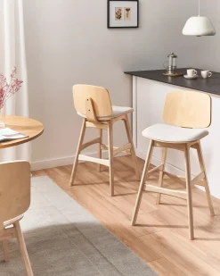 Set di 2 sedie alte CHARLESTON Legno Marrone chiaro/Beige chiaro