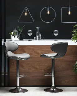 Set di 2 sedie alte CONWAY Pelle sintetica Grigio