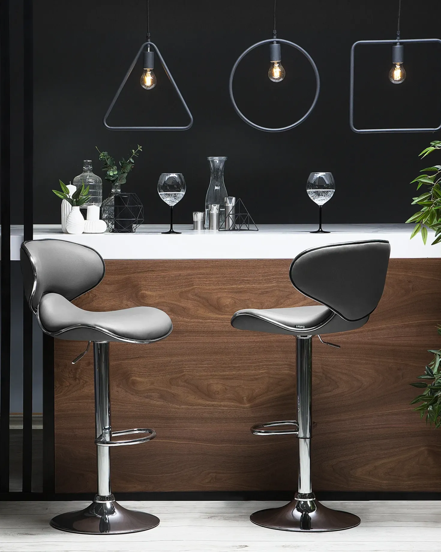 Set di 2 sedie alte CONWAY Pelle sintetica Grigio