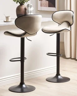 Set di 2 sedie alte CONWAY Pelle sintetica Beige chiaro