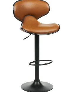Set di 2 sedie alte CONWAY Pelle sintetica Marrone dorato