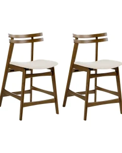 Set di 2 sedie alte CYNTHIANA Legno Marrone/Bianco Sporco