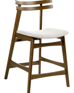 Set di 2 sedie alte CYNTHIANA Legno Marrone/Beige chiaro