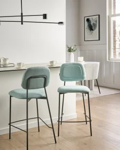 Set di 2 sedie alte DUETTE Tessuto Azzurro