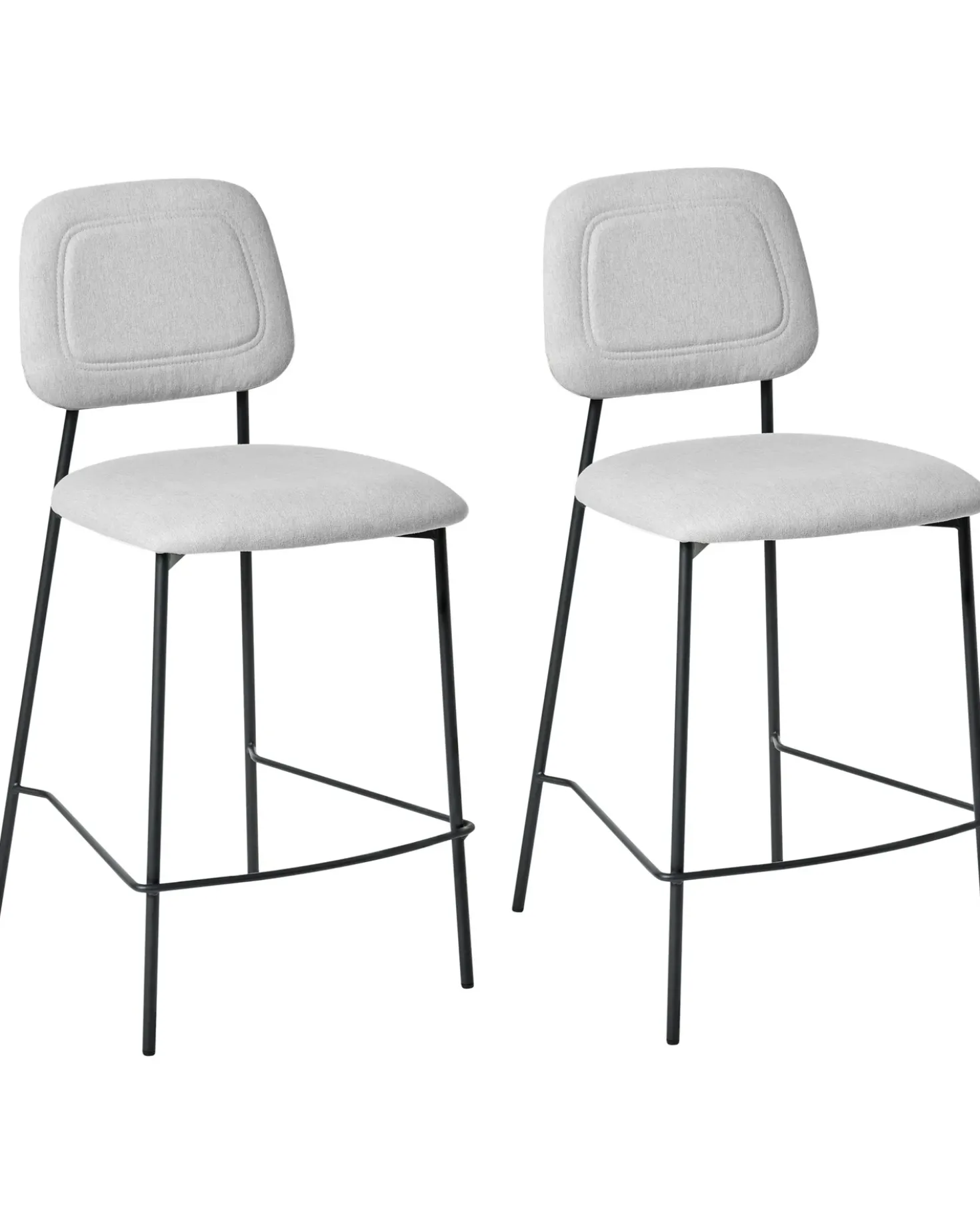 Set di 2 sedie alte DUETTE Lino sintetico Grigio chiaro