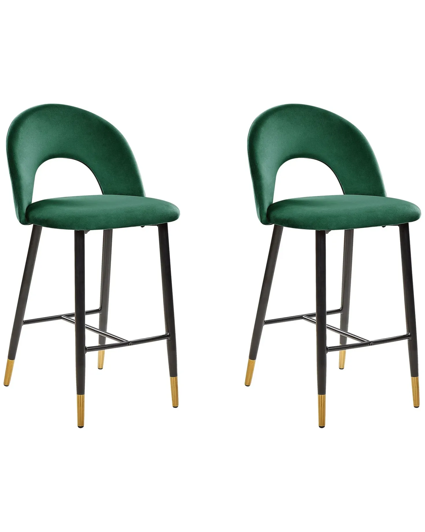 Set di 2 sedie alte FALTON Velluto Verde smeraldo