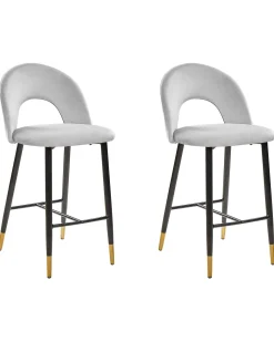 Set di 2 sedie alte FALTON Velluto Grigio