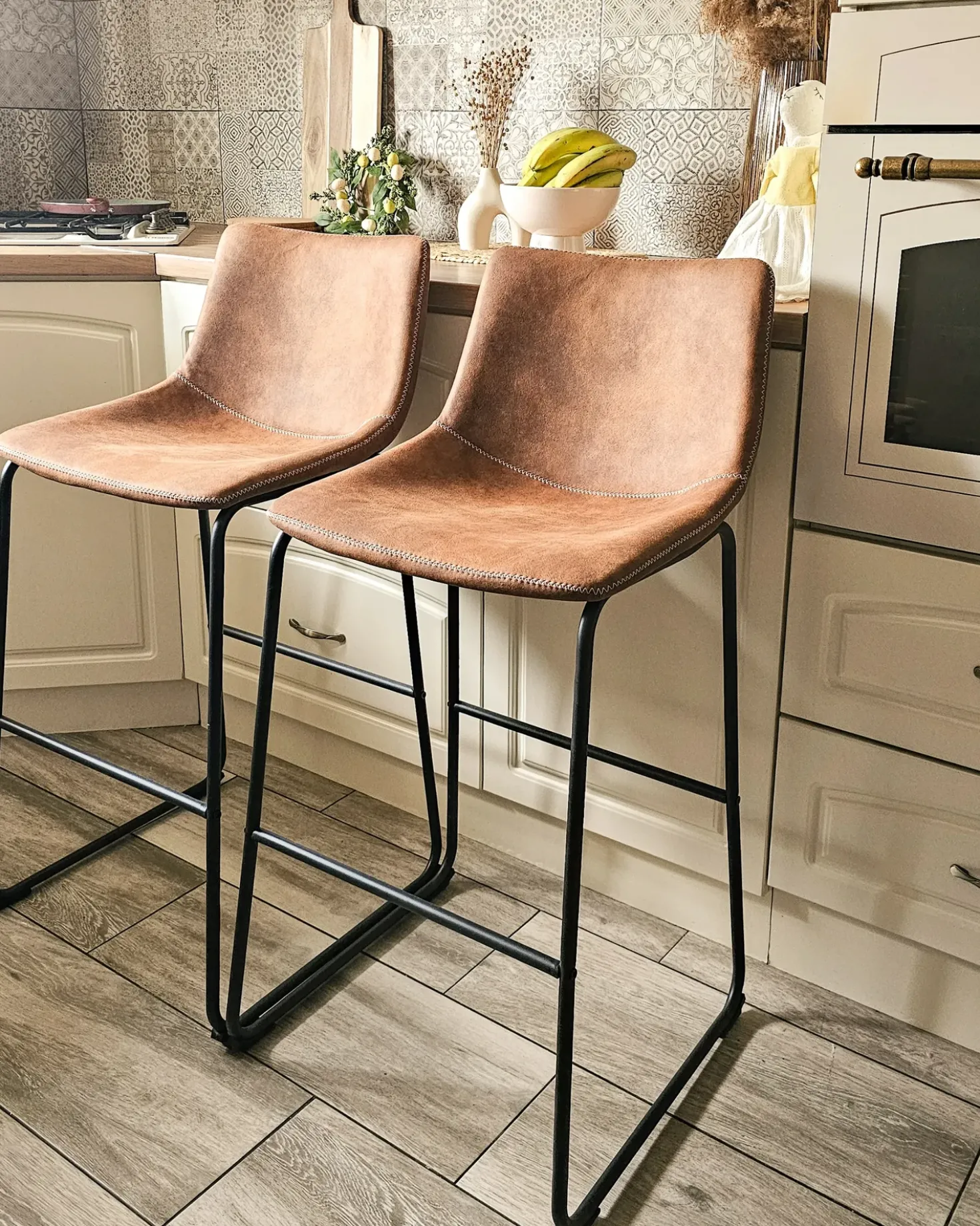 Set di 2 sedie alte FRANKS Marrone dorato