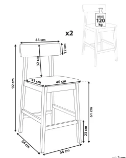 Set di 2 sedie alte ISANTI Legno Nero/Grigio