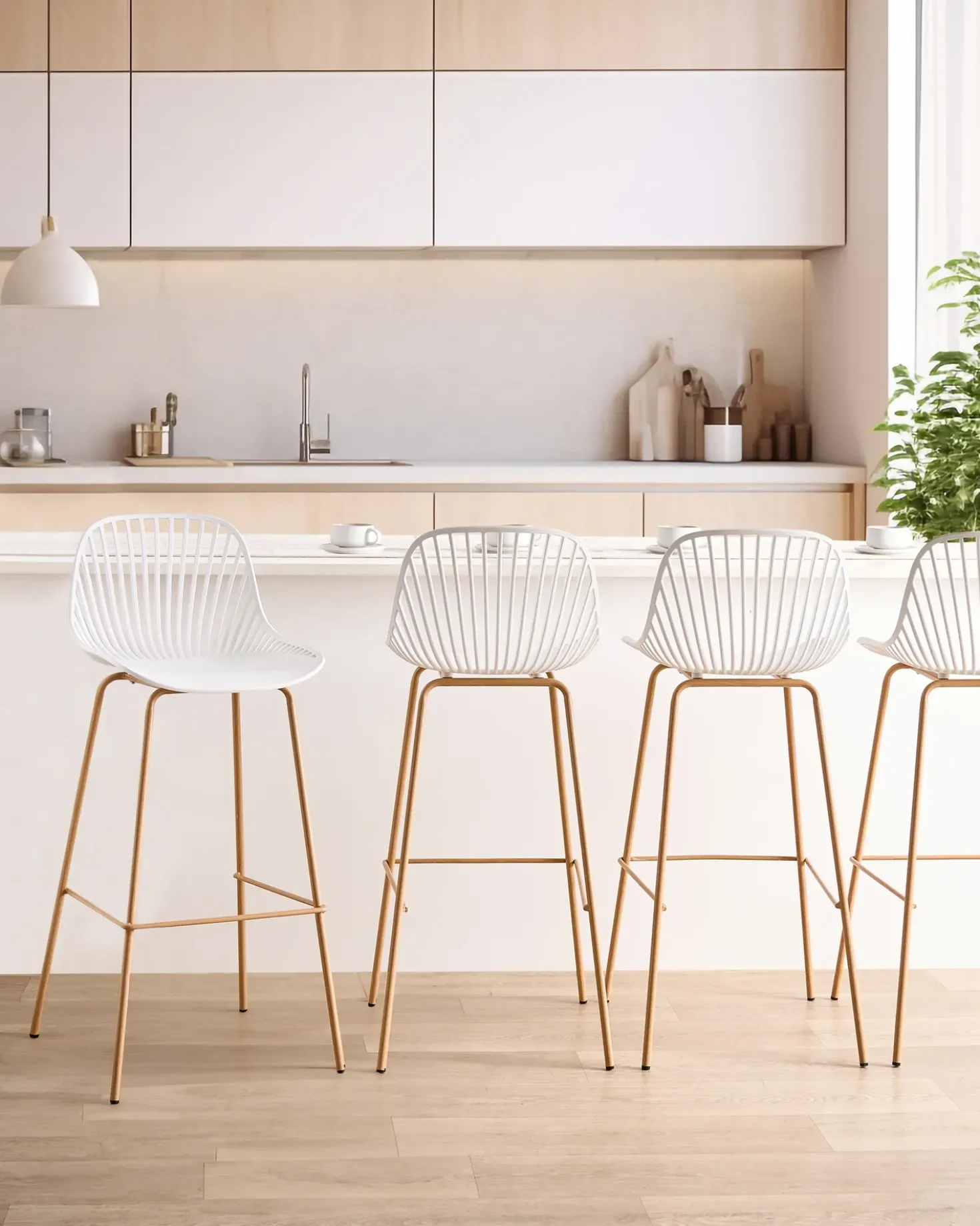 Set di 4 sedie alte KLEVE Bianco