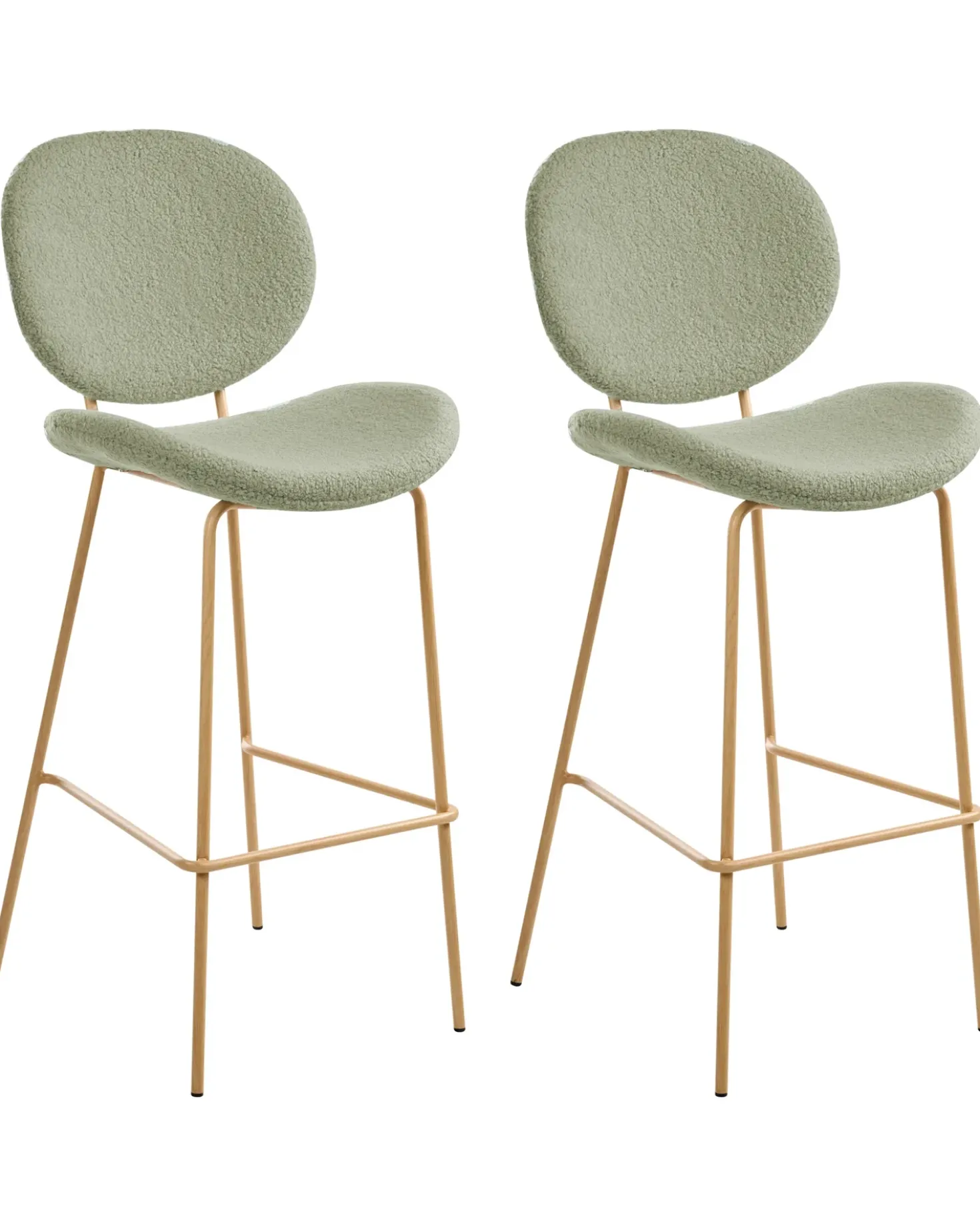 Set di 2 sedie alte LUANA Bouclé Verde chiaro