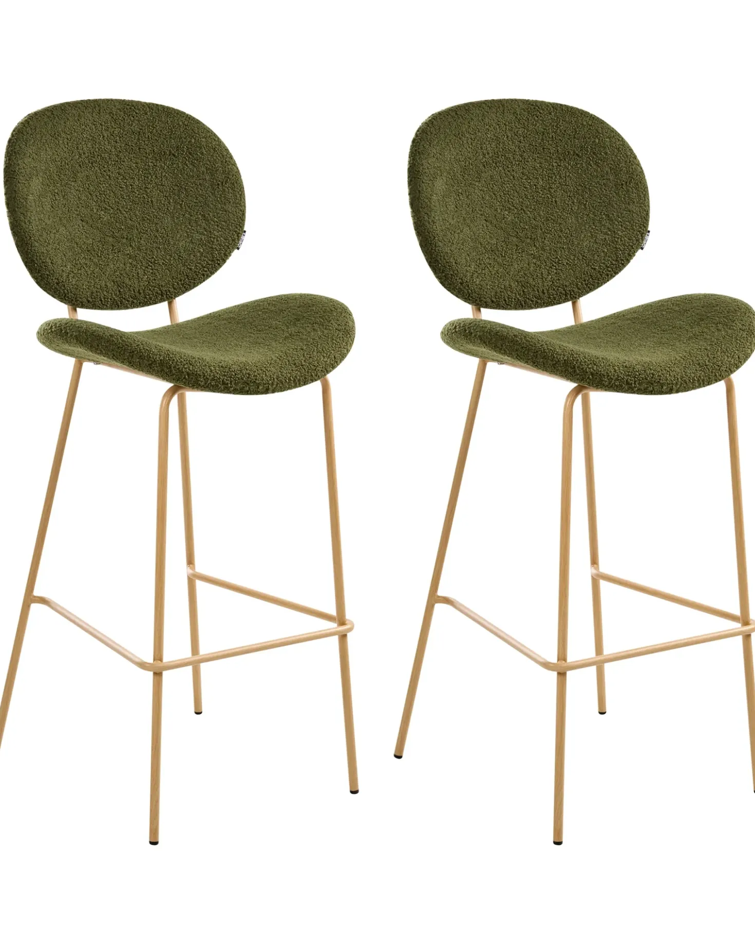 Set di 2 sedie alte LUANA Bouclé Verde scuro