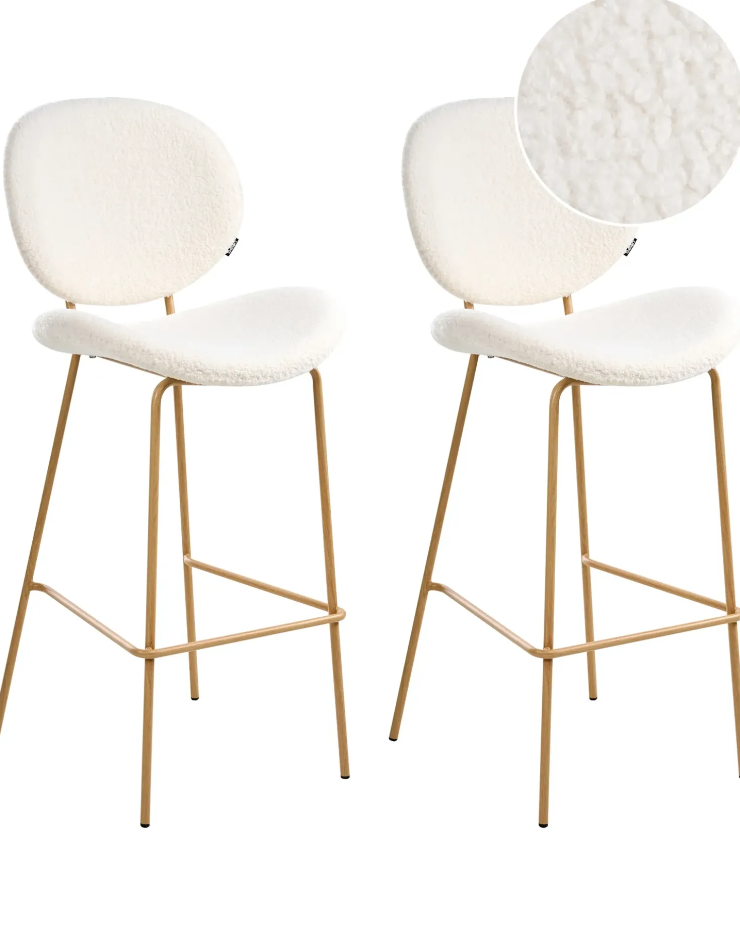 Set di 2 sedie alte LUANA Bouclé Bianco