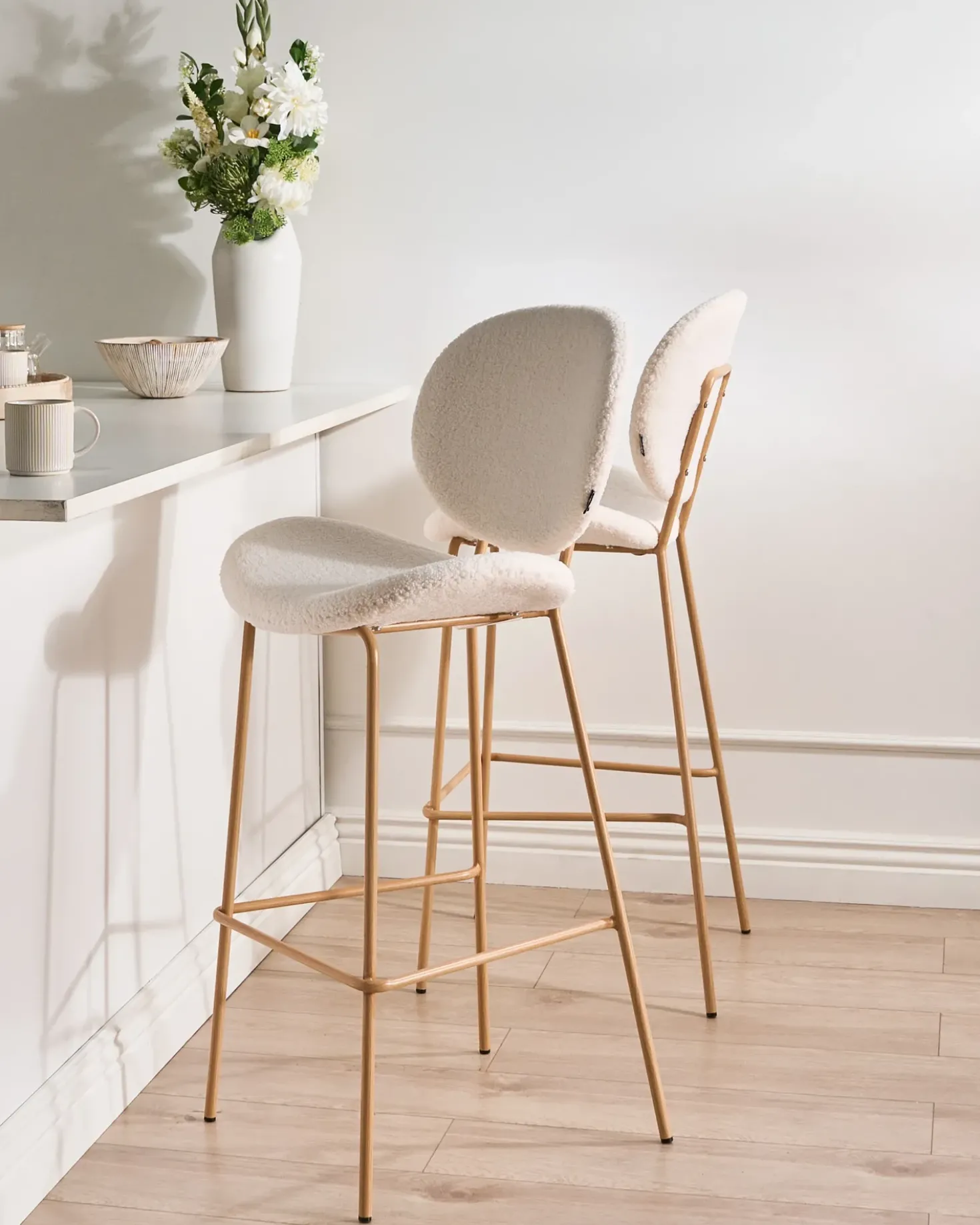 Set di 2 sedie alte LUANA Bouclé Bianco