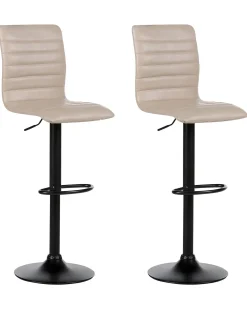 Set di 2 sedie alte LUCERNE Pelle sintetica Beige chiaro