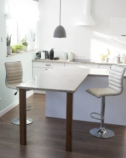Set di 2 sedie alte LUCERNE Pelle sintetica Beige chiaro