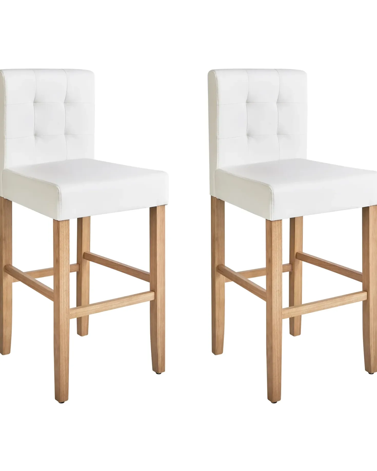 Set di 2 sedie alte MADISON Pelle sintetica Bianco sporco