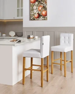 Set di 2 sedie alte MADISON Pelle sintetica Bianco sporco
