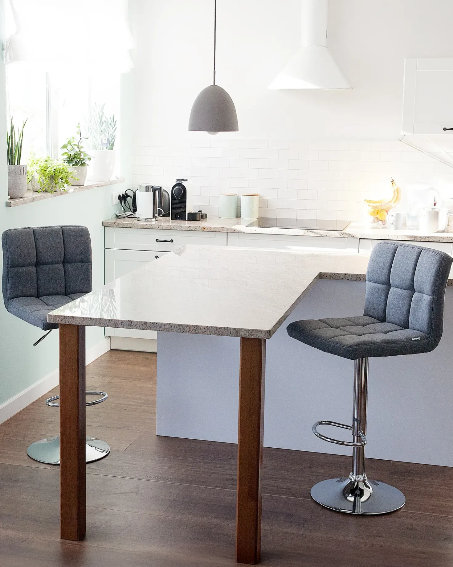 Set di 2 sedie alte MARION Grigio chiaro