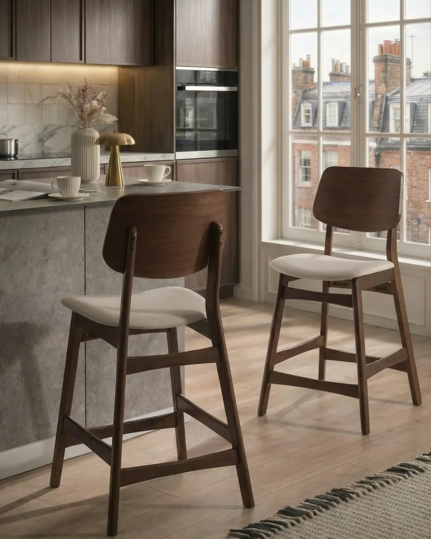 Set di 2 sedie alte MAYER Legno Bianco sporco/Marrone
