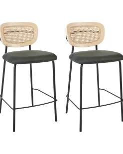 Set di 2 sedie alte MAYETTA Rattan Verde scuro