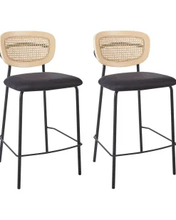 Set di 2 sedie alte MAYETTA Rattan Nero