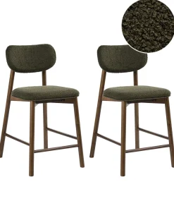 Set di 2 sedie alte MILLS Bouclé Marrone/Verde