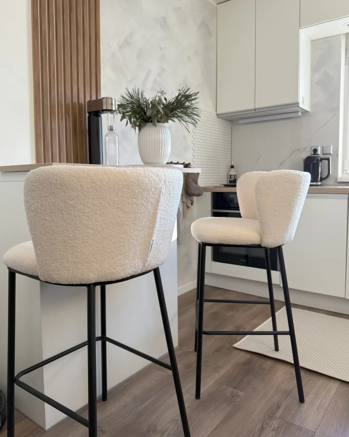 Set di 2 sedie alte MINA Bouclé Bianco