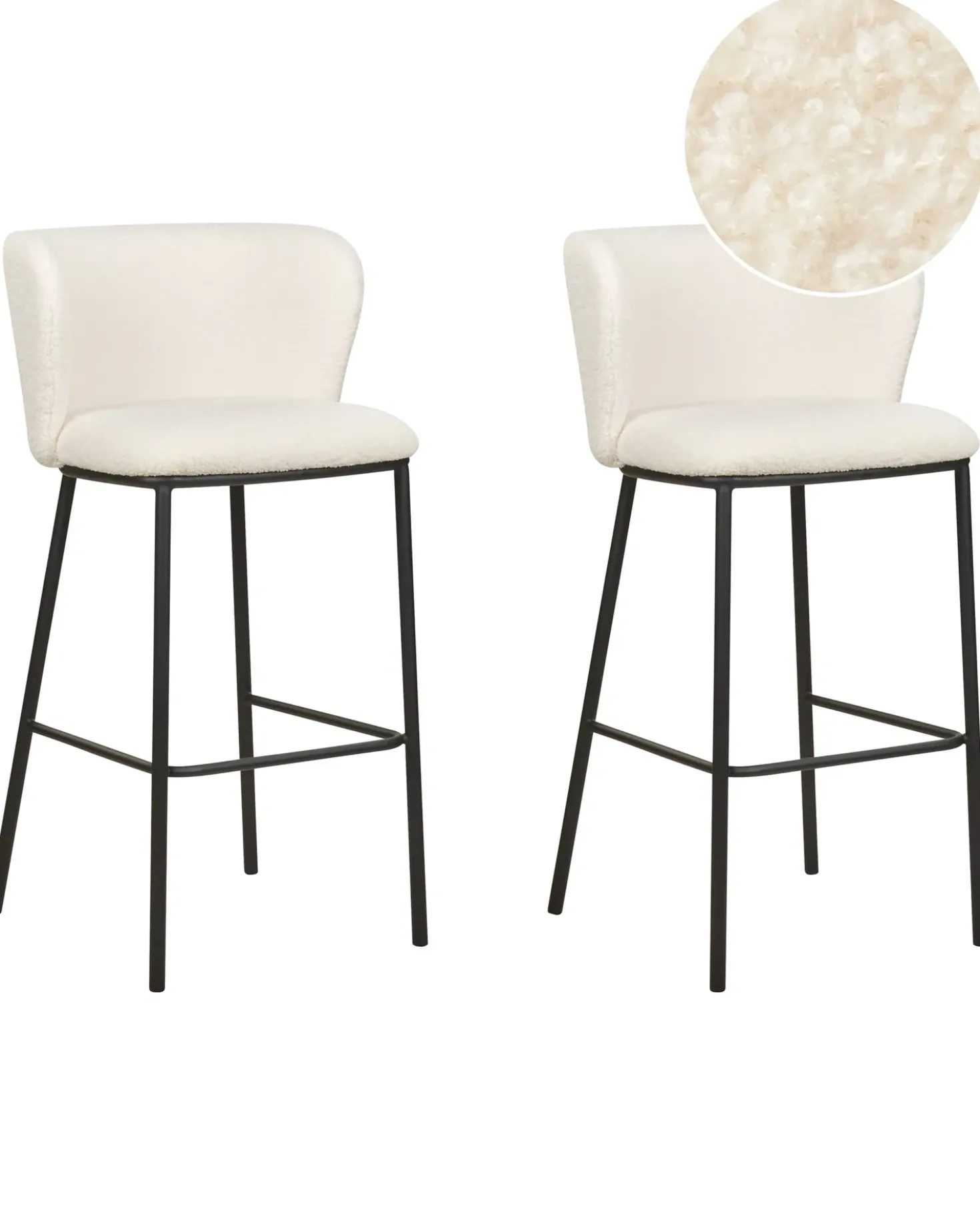 Set di 2 sedie alte MINA Bouclé Bianco