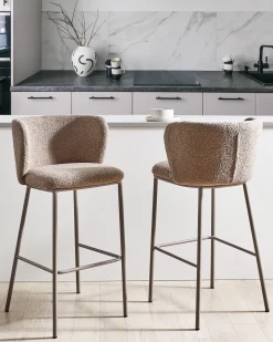 Set di 2 sedie alte MINA II Bouclé Marrone
