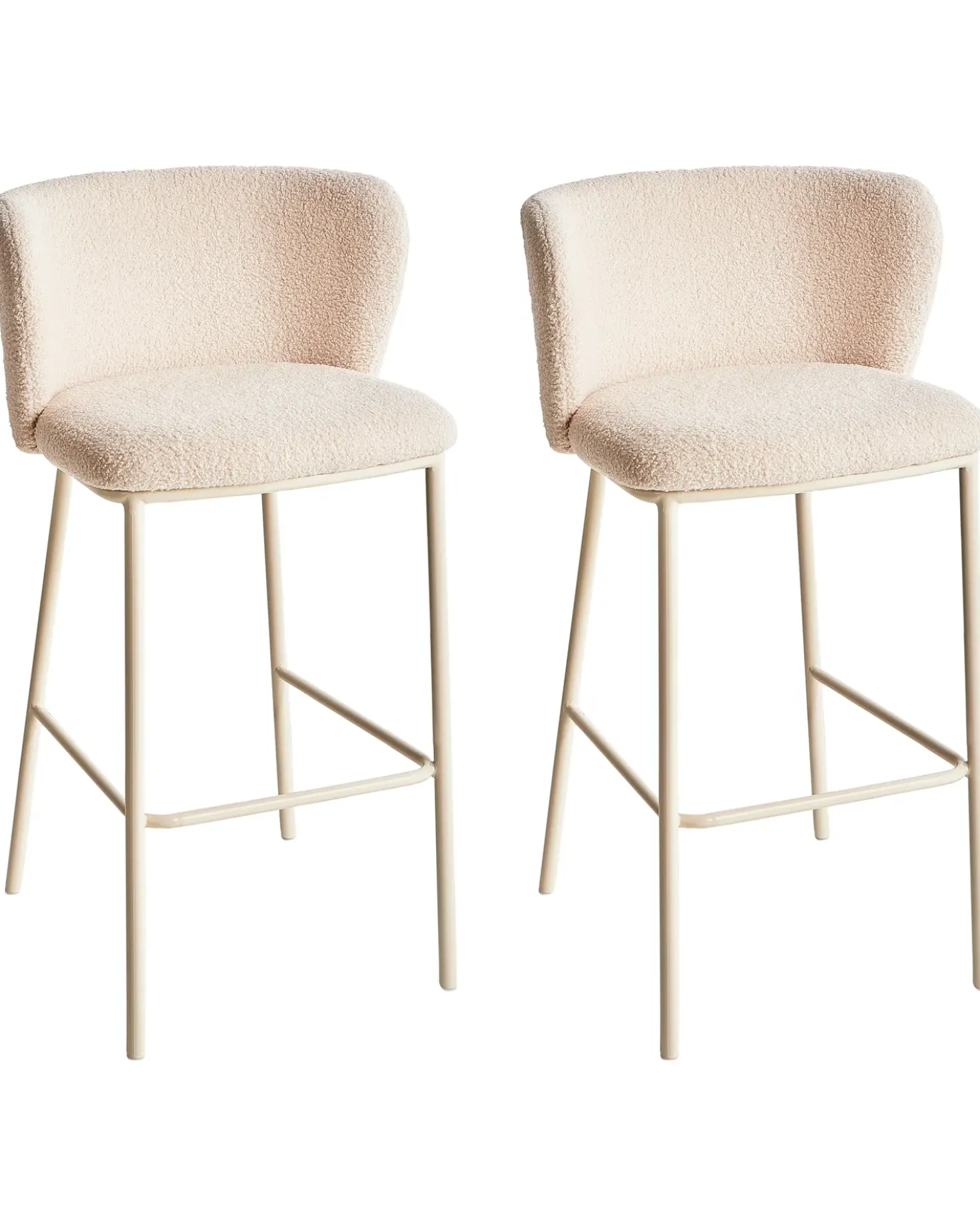 Set di 2 sedie alte MINA II Bouclé Beige chiaro