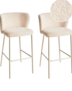 Set di 2 sedie alte MINA II Bouclé Beige chiaro