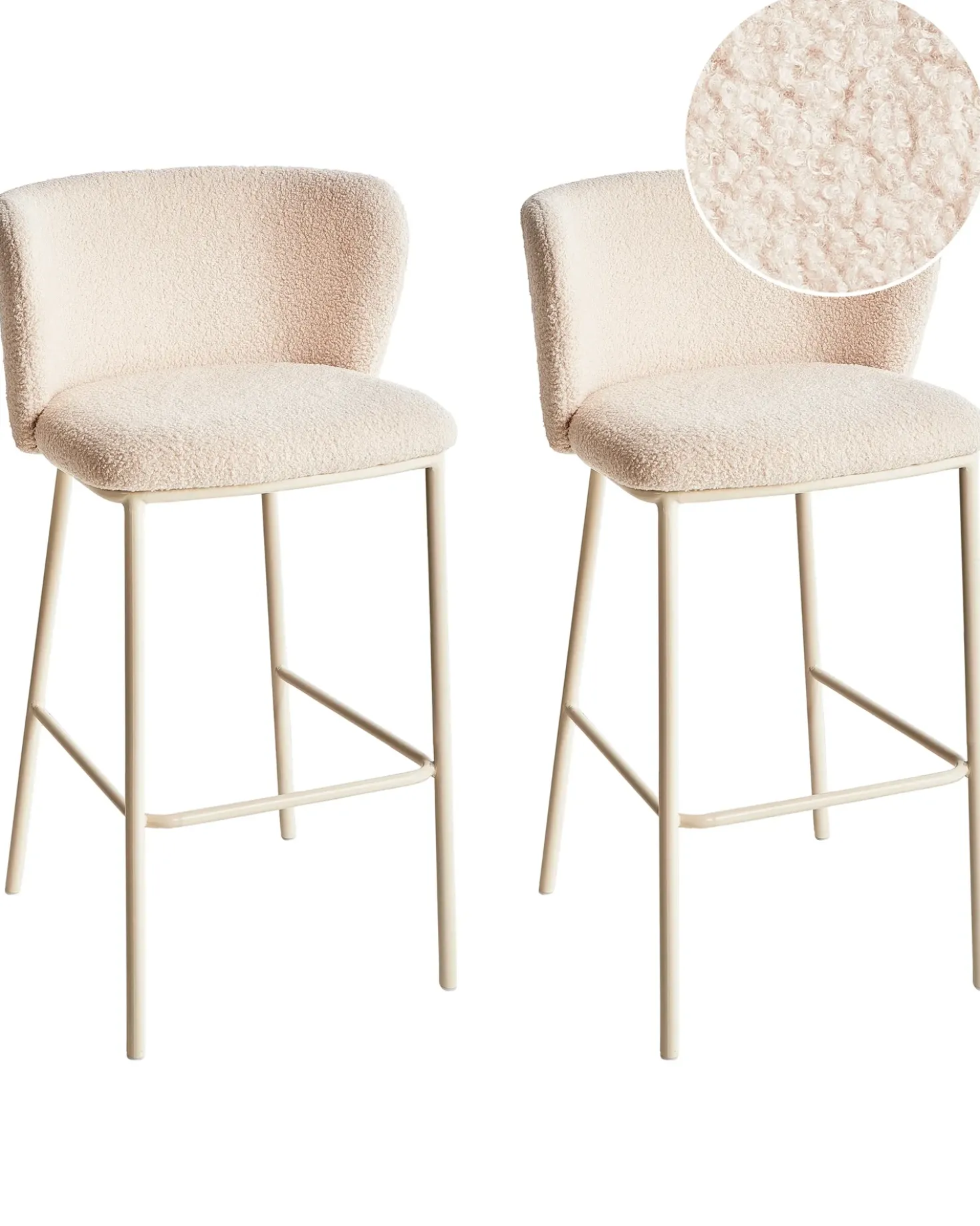 Set di 2 sedie alte MINA II Bouclé Beige chiaro