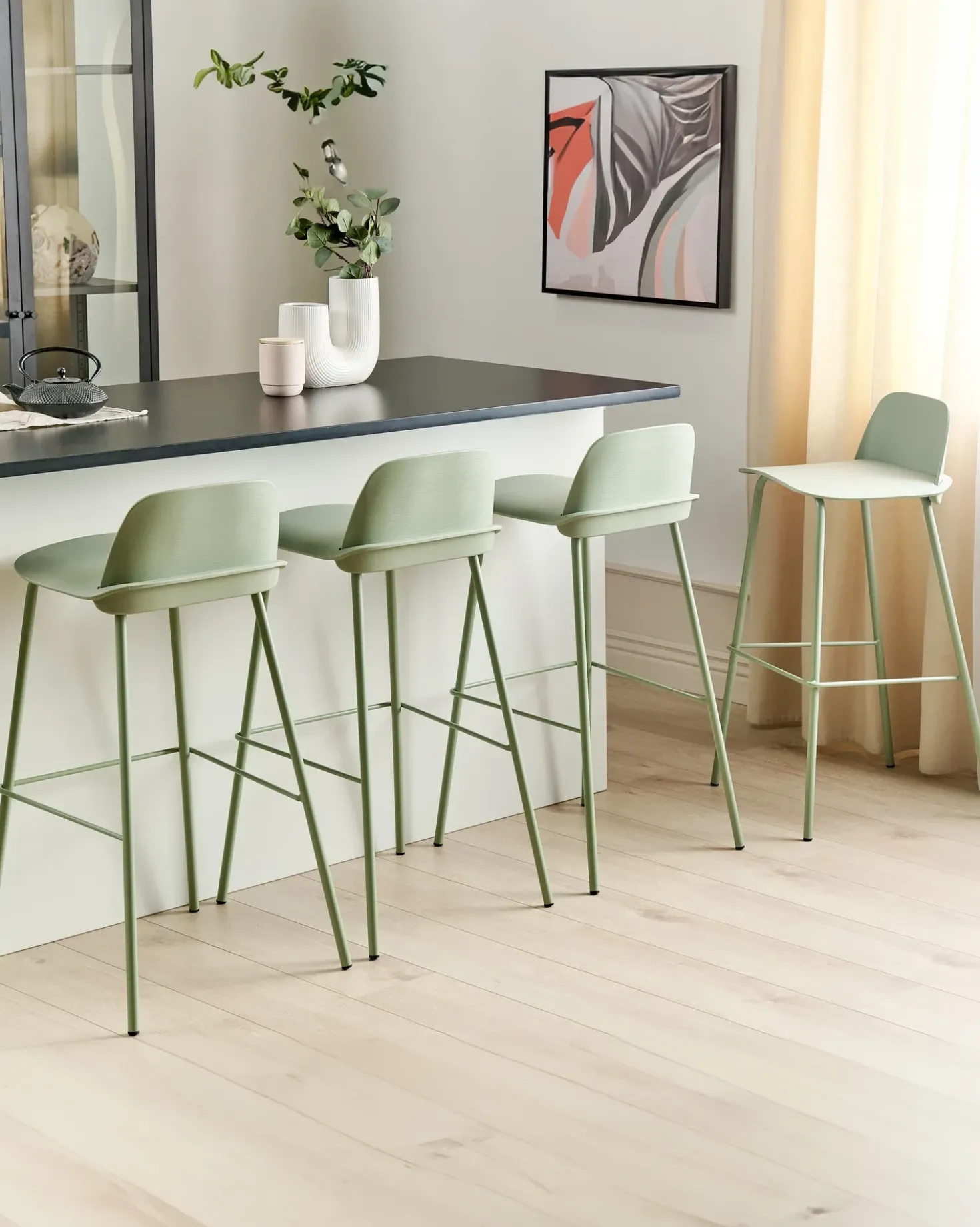 Set di 4 sedie alte MORA Verde chiaro