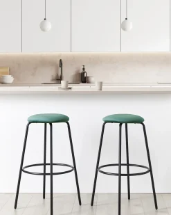 Set di 2 sedie alte MORTON Velluto Verde smeraldo