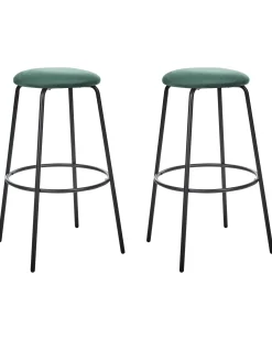 Set di 2 sedie alte MORTON Velluto Verde smeraldo