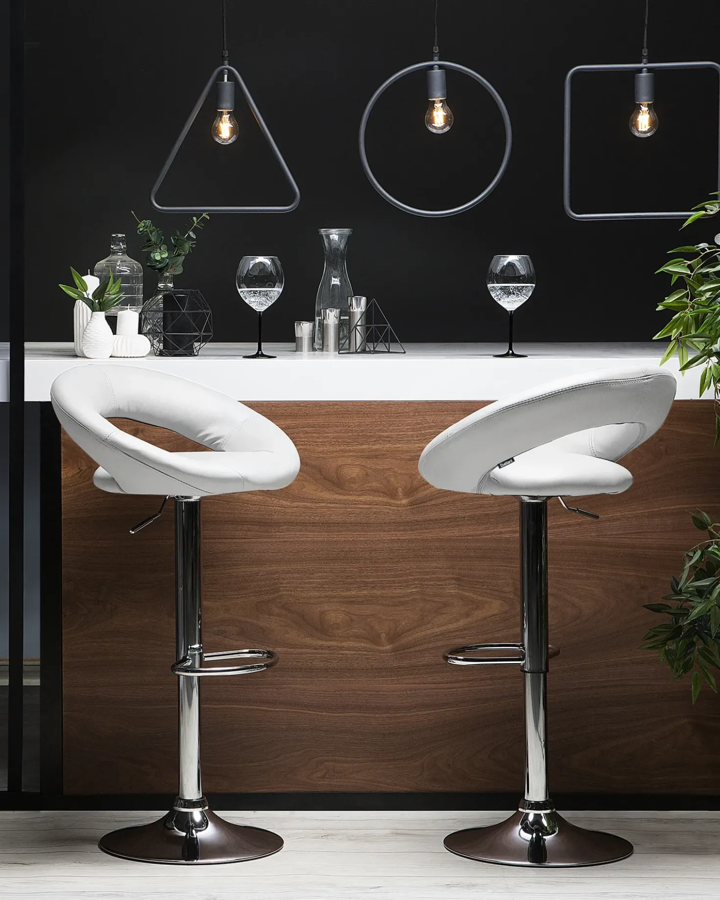 Set di 2 sedie alte PEORIA Pelle sintetica Bianco