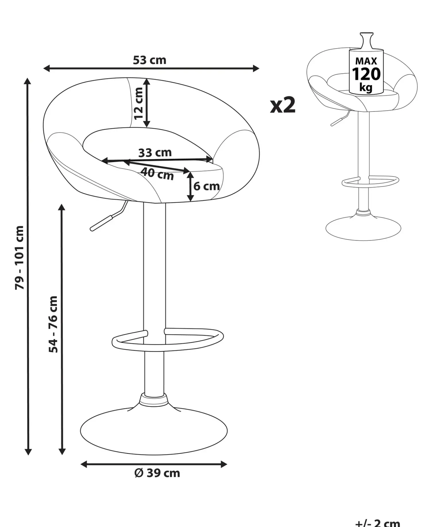 Set di 2 sedie alte PEORIA Pelle sintetica Bianco