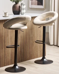 Set di 2 sedie alte PEORIA Pelle sintetica Beige chiaro