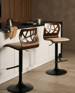 Set di 2 sedie alte PETERSBURG Pelle sintetica Beige/Nero