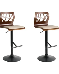 Set di 2 sedie alte PETERSBURG Pelle sintetica Beige/Nero