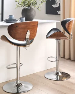 Set di 2 sedie alte ROTTERDAM Pelle sintetica Nero