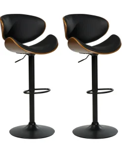 Set di 2 sedie alte ROTTERDAM II Pelle sintetica Nero