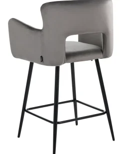 Set di 2 sedie alte SANILAC Velluto Grigio chiaro