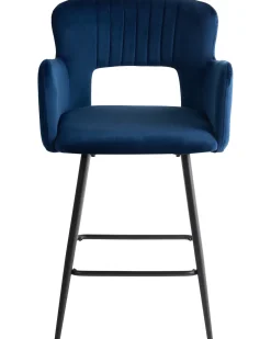 Set di 2 sedie alte SANILAC Velluto Blu marino